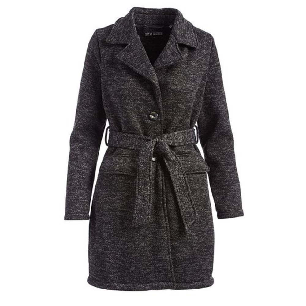 Steve Madden Charcoal Heather Tie Waist Coat